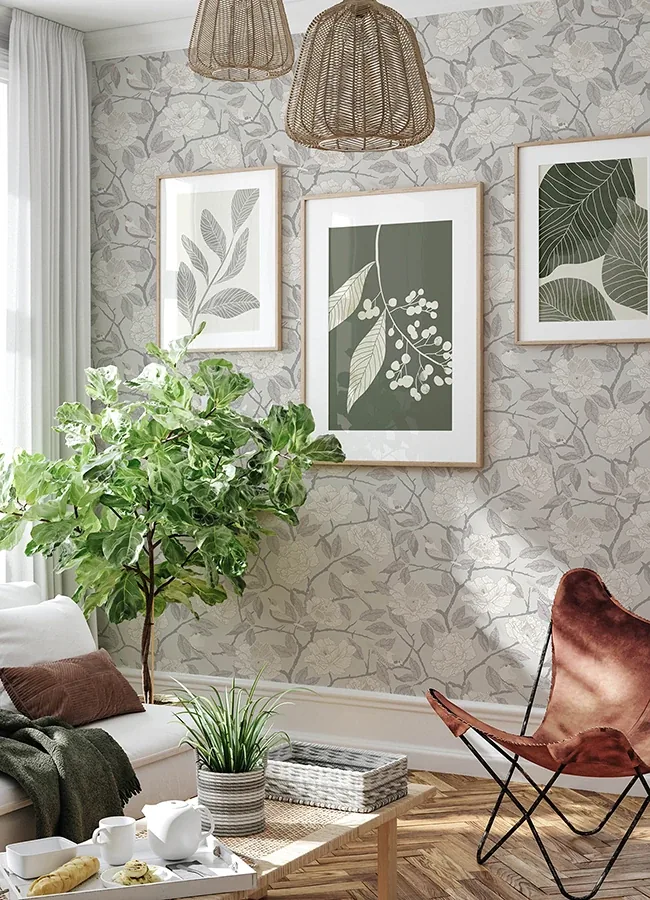 A-Street Prints Bernadina Grey Rosebush Wallpaper | Wallpaper Twins A-Street Prints Bernadina Grey Rosebush Wallpaper - SKU 4143-34021