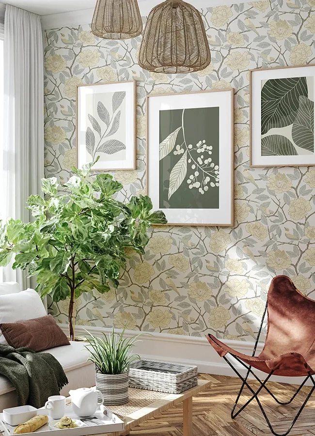 A-Street Prints Bernadina Light Yellow Rosebush Wallpaper | Wallpaper Twins A-Street Prints Bernadina Light Yellow Rosebush Wallpaper - SKU 4143-34022