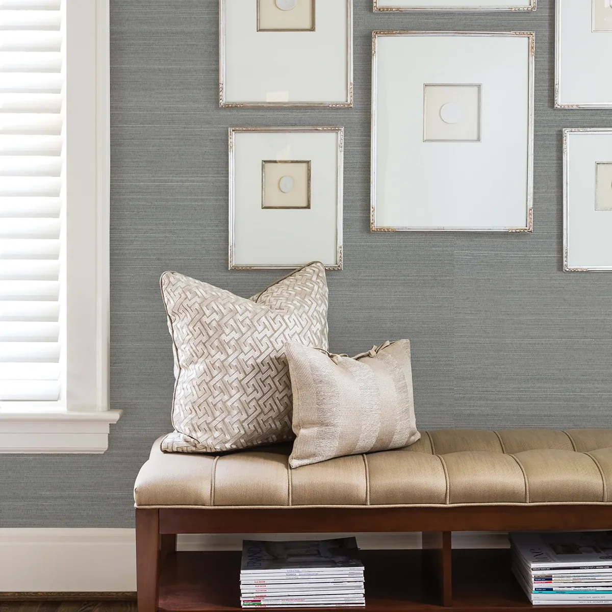 A-Street Prints Binan Grey Grasscloth Wallpaper - SKU 2829-80043