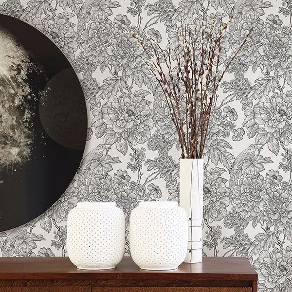 A-Street Prints Birds of Paradise Breeze Black Floral Wallpaper | Wallpaper Twins A-Street Prints Birds of Paradise Breeze Black Floral Wallpaper - SKU 2901-25414