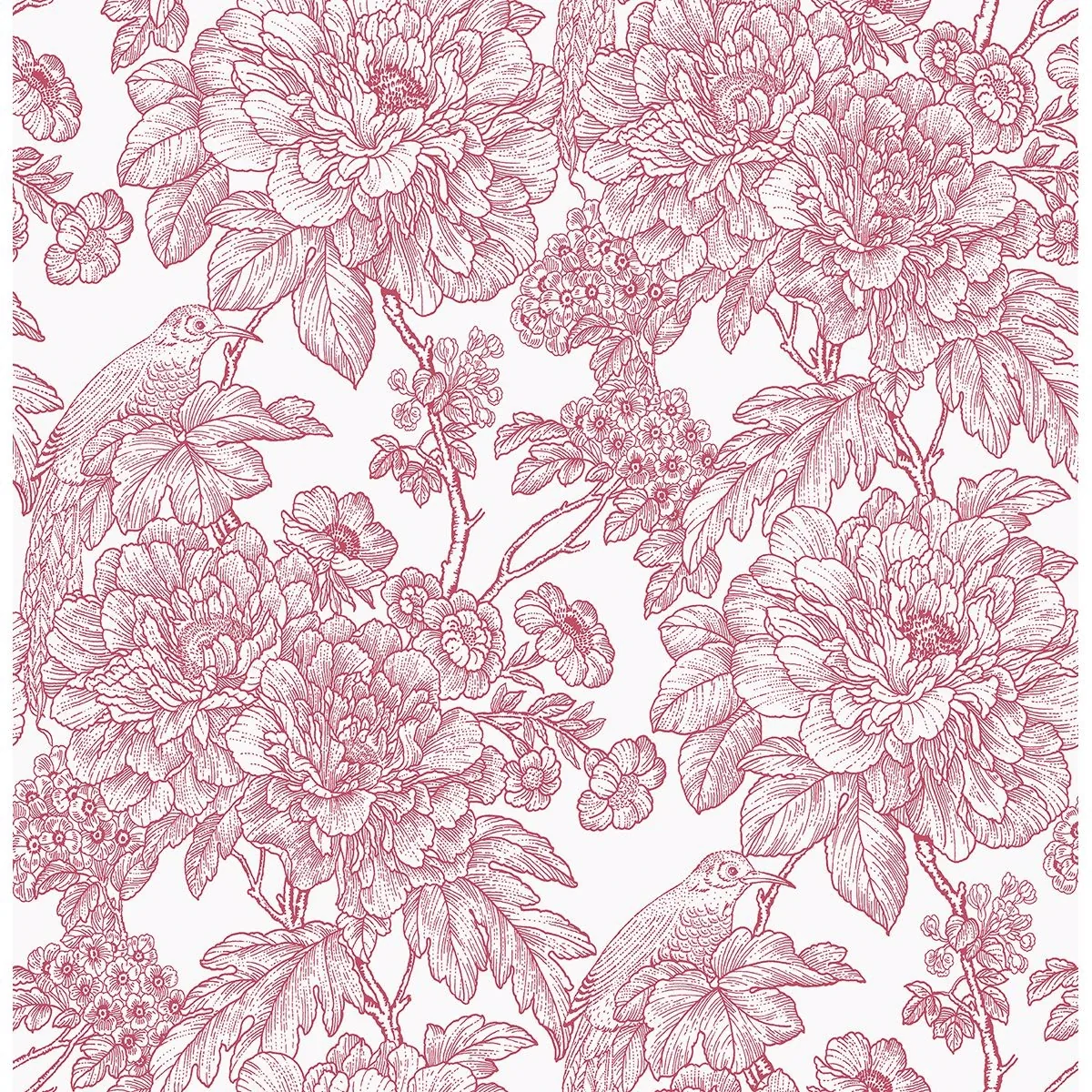 2901-25410 | Birds of Paradise Breeze Red Floral Wallpaper