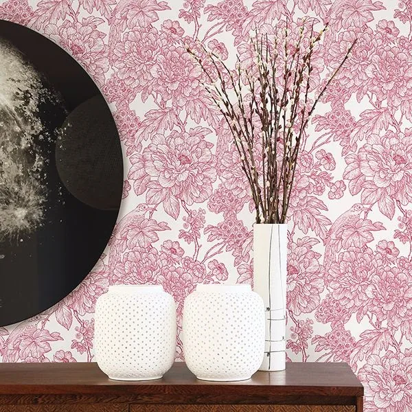 A-Street Prints Birds of Paradise Breeze Red Floral Wallpaper - SKU 2901-25410