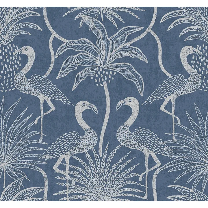 4172-82006 | Biscayne Navy Flamingo Beach Wallpaper