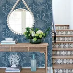 A-Street Prints Biscayne Navy Flamingo Beach Wallpaper - SKU 4172-82006