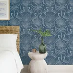 A-Street Prints Biscayne Navy Flamingo Beach Wallpaper - SKU 4172-82006