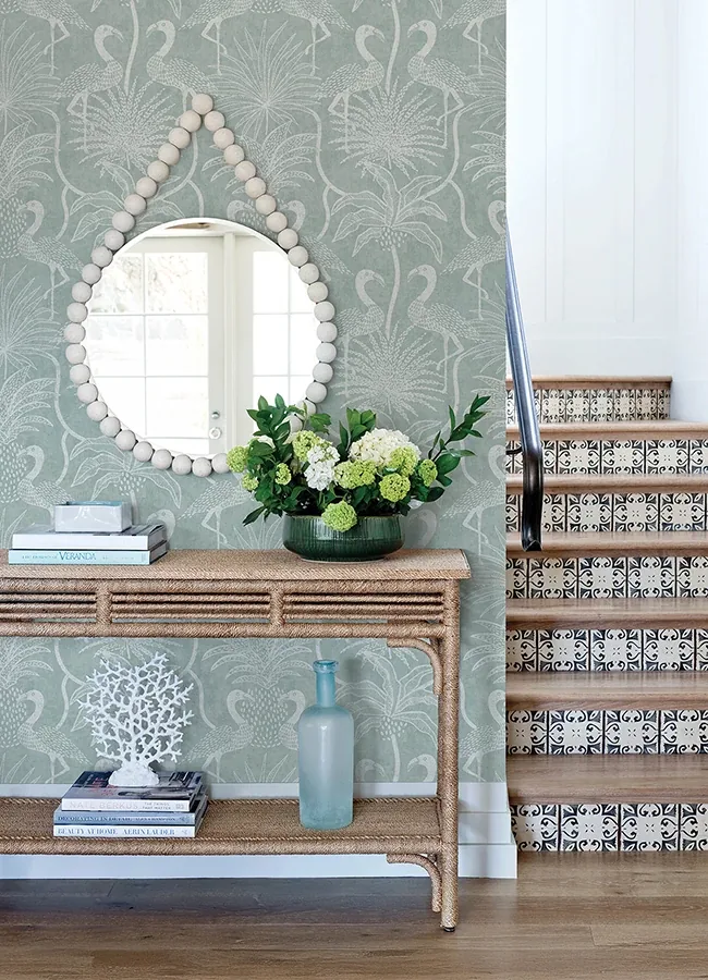 A-Street Prints Biscayne Turquoise Flamingo Beach Wallpaper - SKU 4172-82004