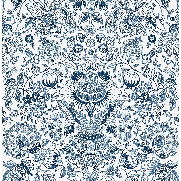 A-Street Prints Blanche Blue Floral Damask Wallpaper - SKU 4147-27372