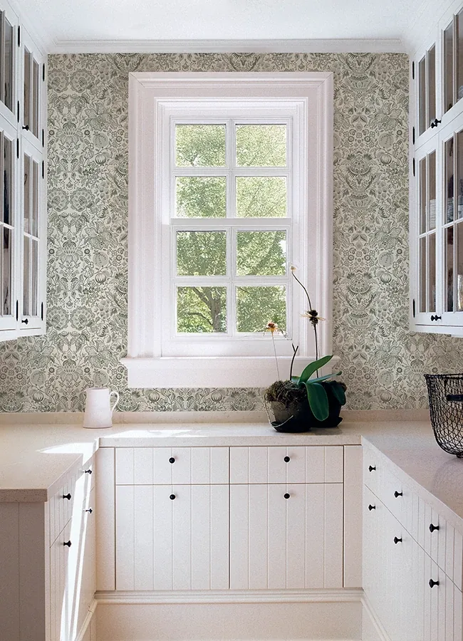 A-Street Prints Blanche Dark Green Floral Damask Wallpaper - SKU 4147-27375