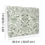 A-Street Prints Blanche Dark Green Floral Damask Wallpaper - SKU 4147-27375