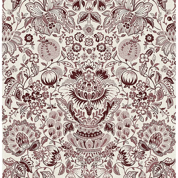4147-27373 | Blanche Plum Floral Damask Wallpaper