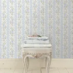 A-Street Prints Blooming Heirloom Blue Romance Rose Stripe Wallpaper - SKU AST4171