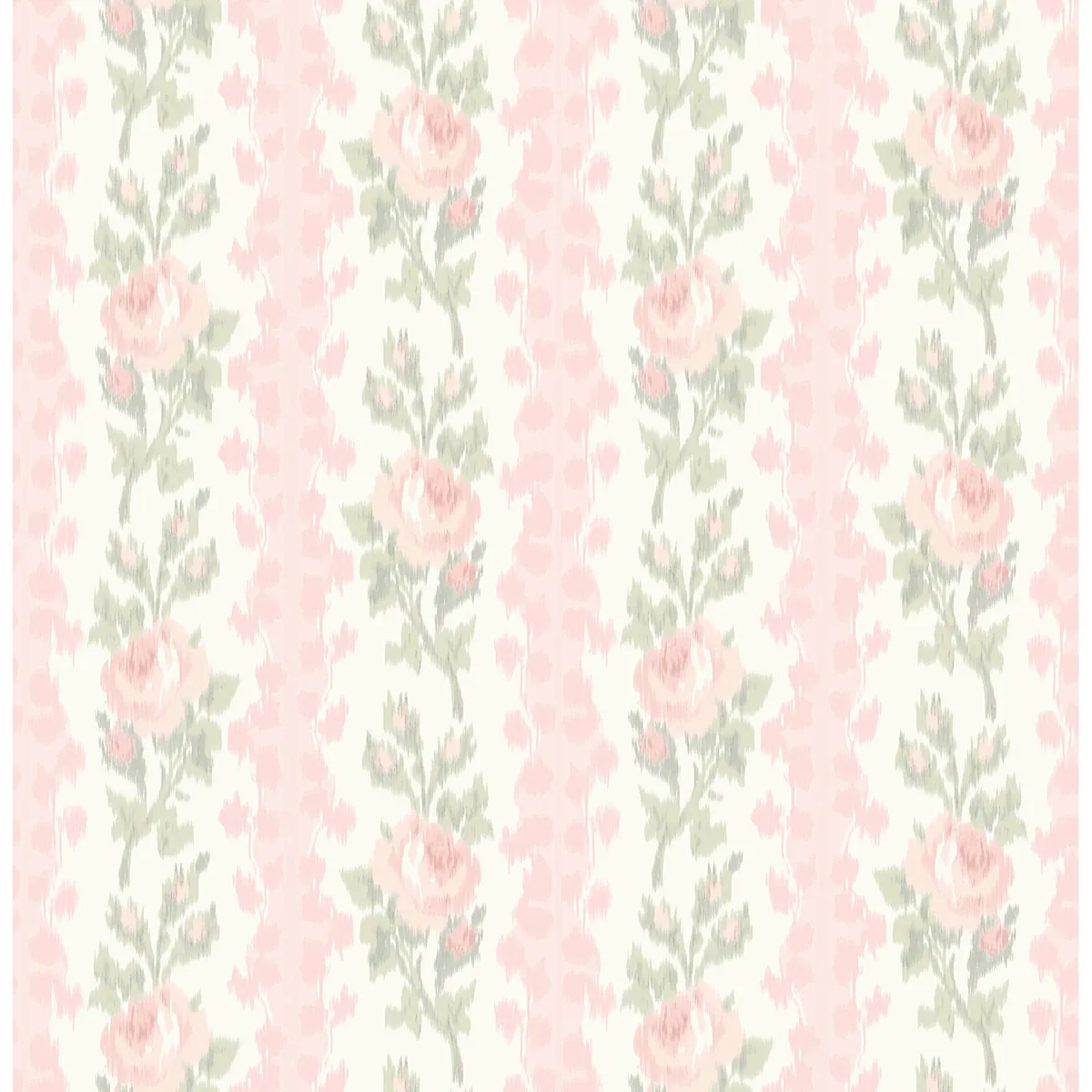 AST4105 | Blooming Heirloom Marie Pink Rose Stripe Wallpaper