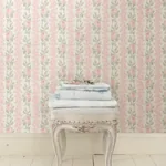 A-Street Prints Blooming Heirloom Marie Pink Rose Stripe Wallpaper - SKU AST4105