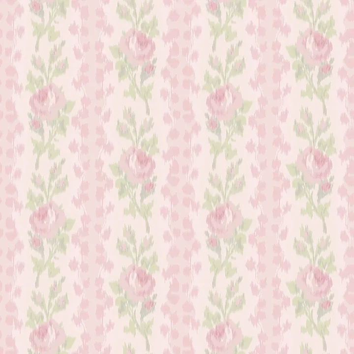 AST6493 | Blooming Heirloom Strawberry Macaron Rose Stripe Wallpaper