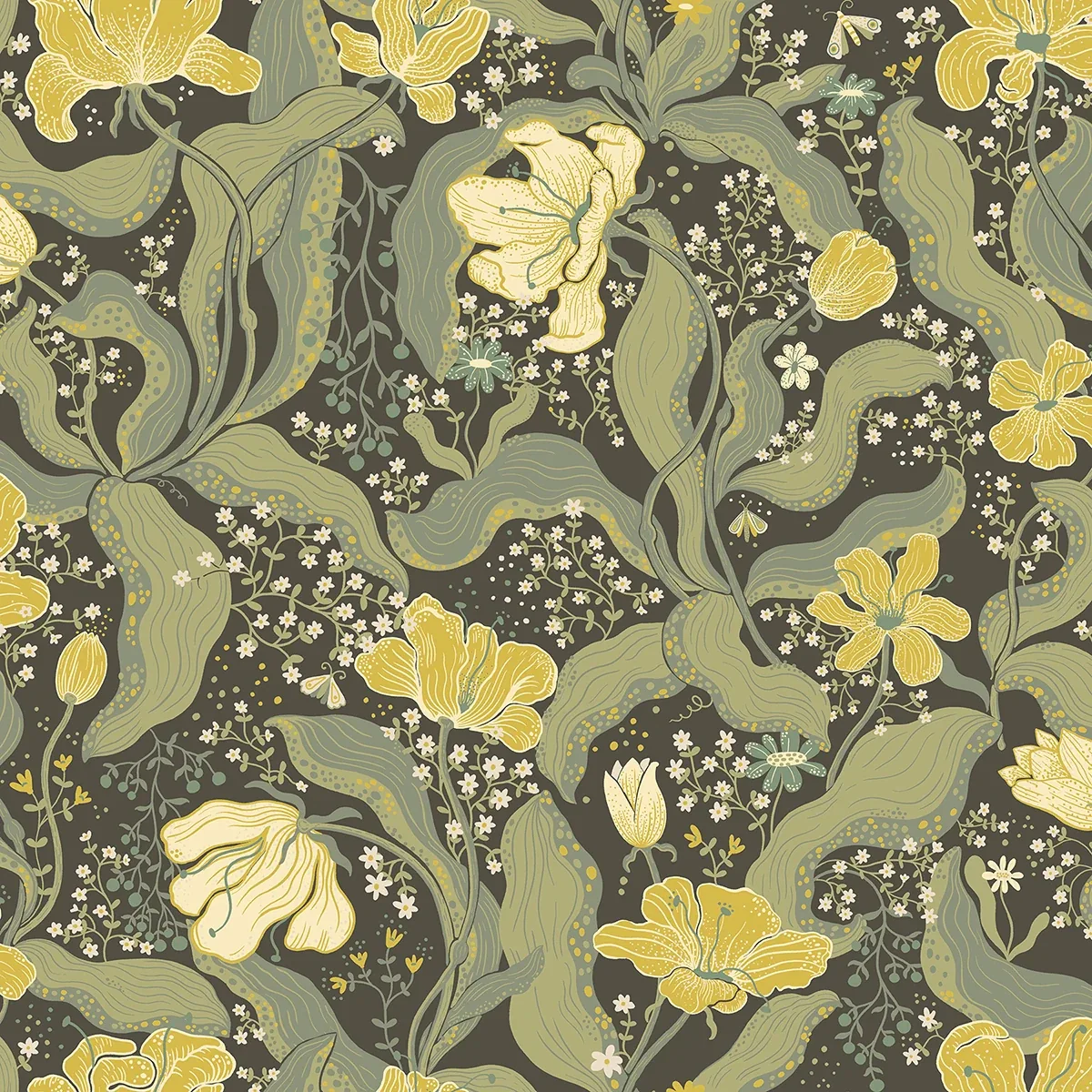 2932-65113 | Bodri Green Tulip Garden Wallpaper