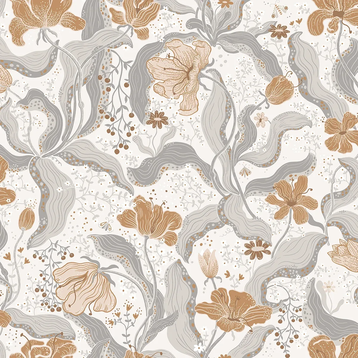 2932-65114 | Bodri Grey Tulip Garden Wallpaper
