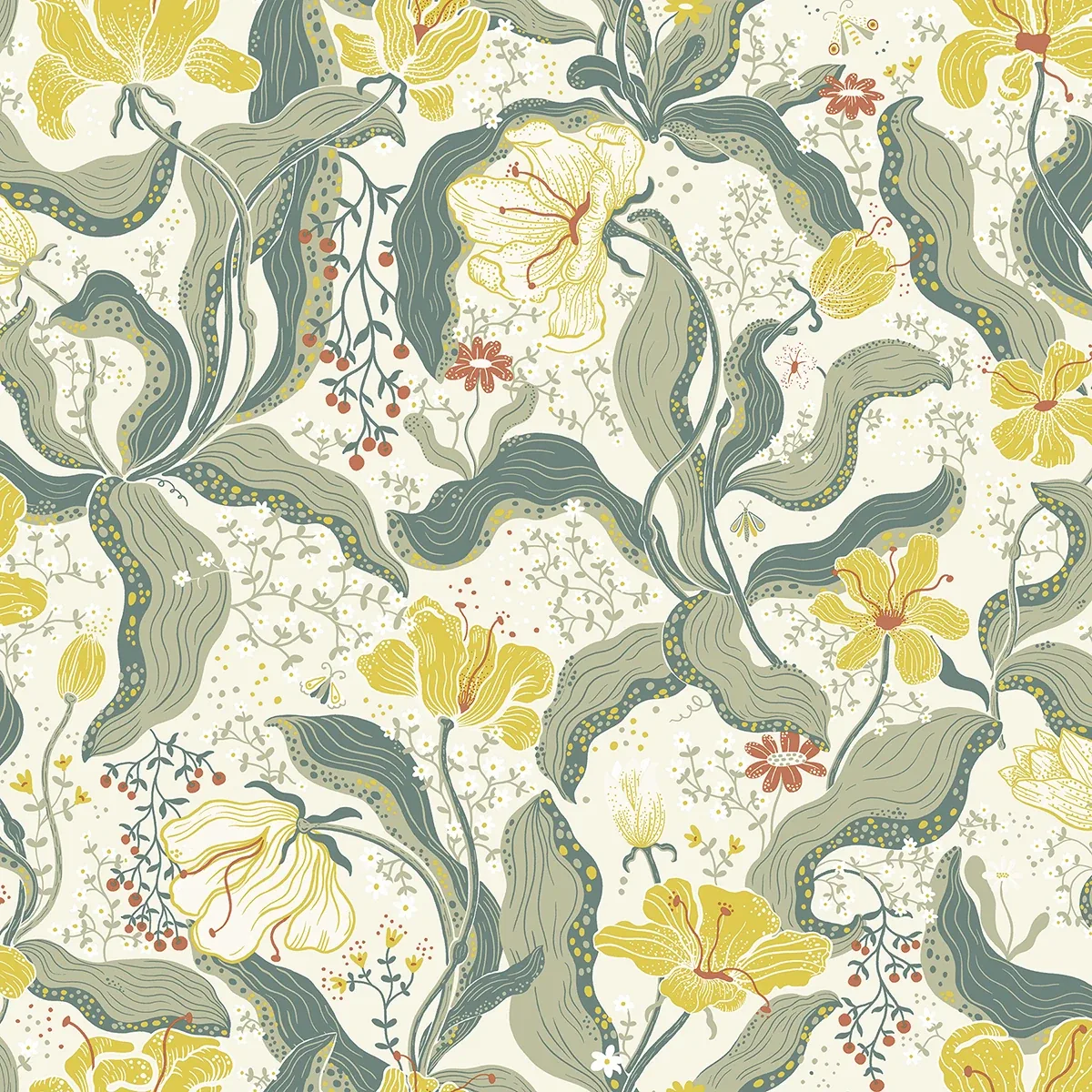 A-Street Prints Bodri Yellow Tulip Garden Wallpaper - SKU 2932-65118