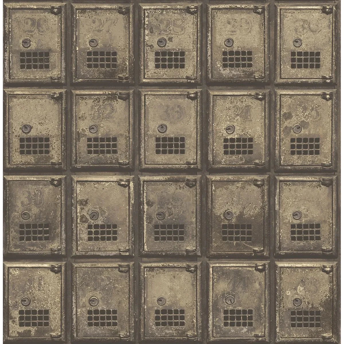 A-Street Prints Brass Vintage P.O. Boxes Wallpaper - SKU 2701-22354