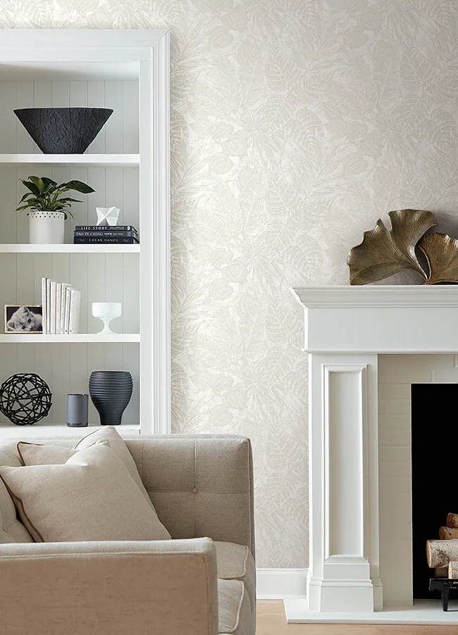 A-Street Prints Brentwood Bone Palm Leaves Wallpaper - SKU 4034-72118