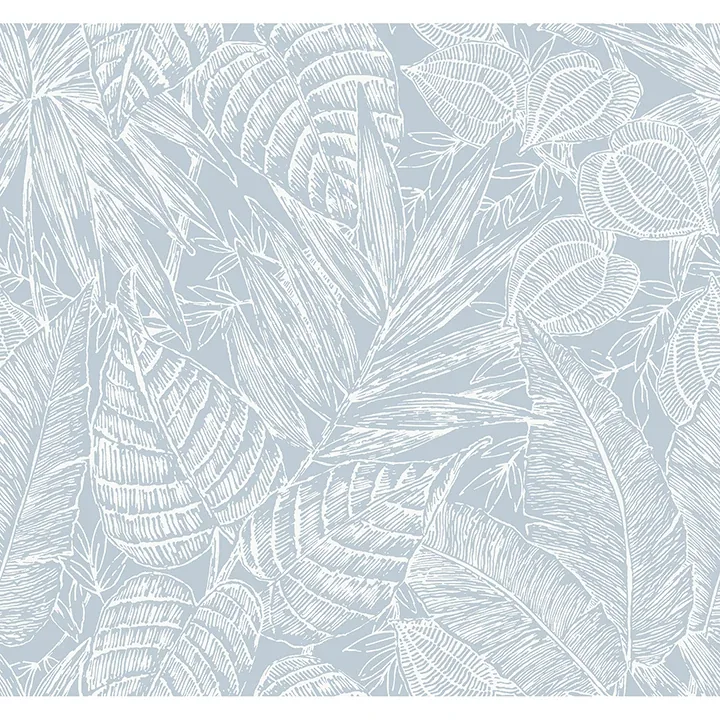 4034-72119 | Brentwood Sky Blue Palm Leaves Wallpaper