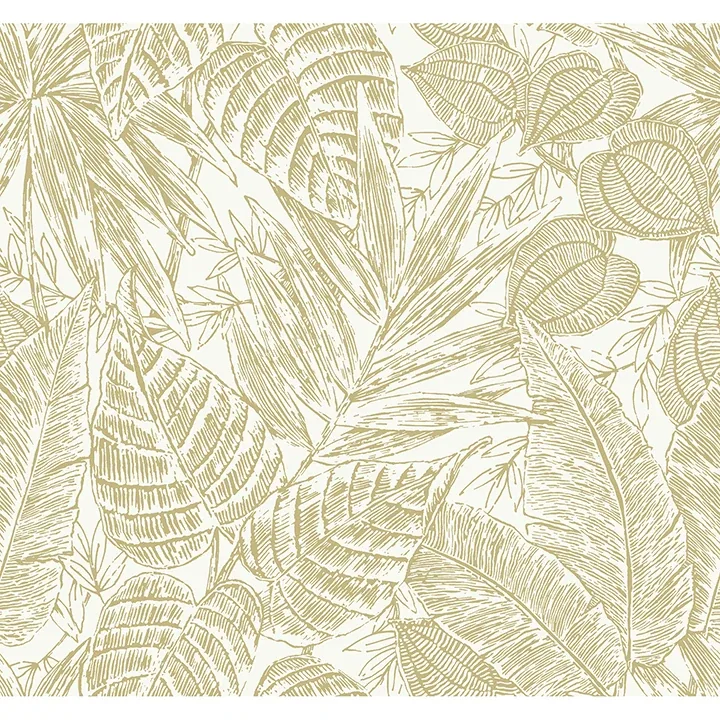 A-Street Prints Brentwood Yellow Palm Leaves Wallpaper - SKU 4034-72117