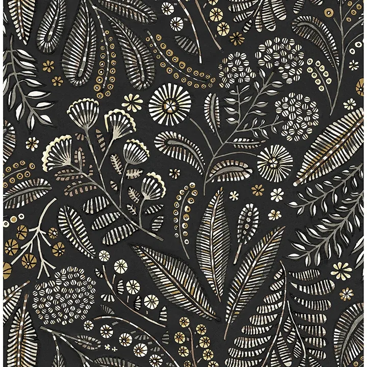 4135-27296 | Briar Black Floral Wallpaper