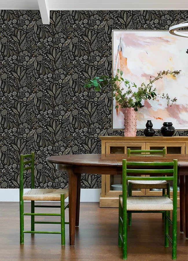 A-Street Prints Briar Black Floral Wallpaper - SKU 4135-27296