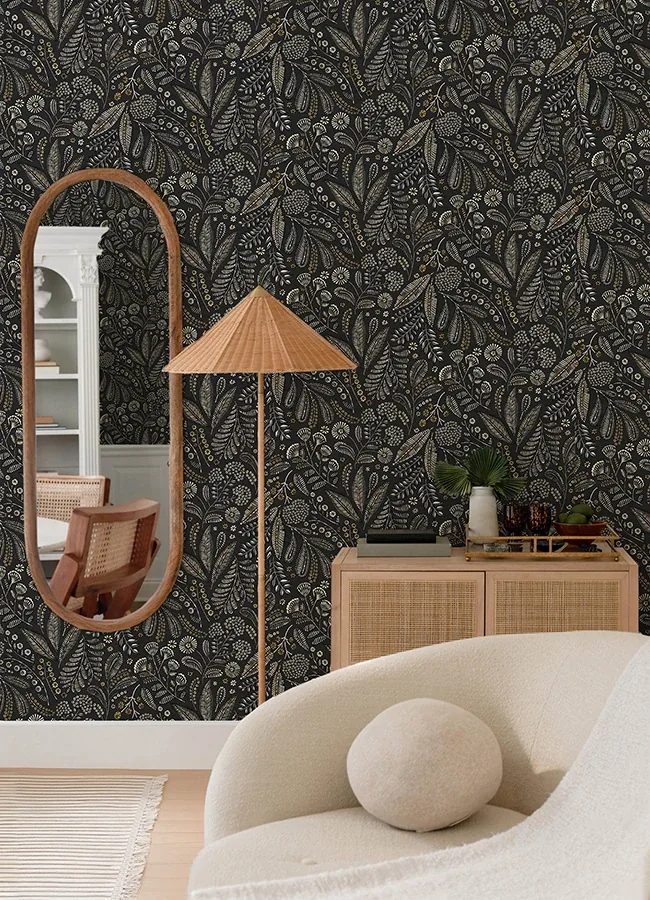 A-Street Prints Briar Black Floral Wallpaper - SKU 4135-27296