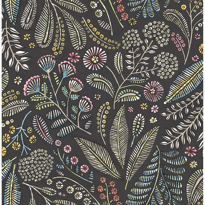 4135-27294 | Briar Charcoal Floral Wallpaper