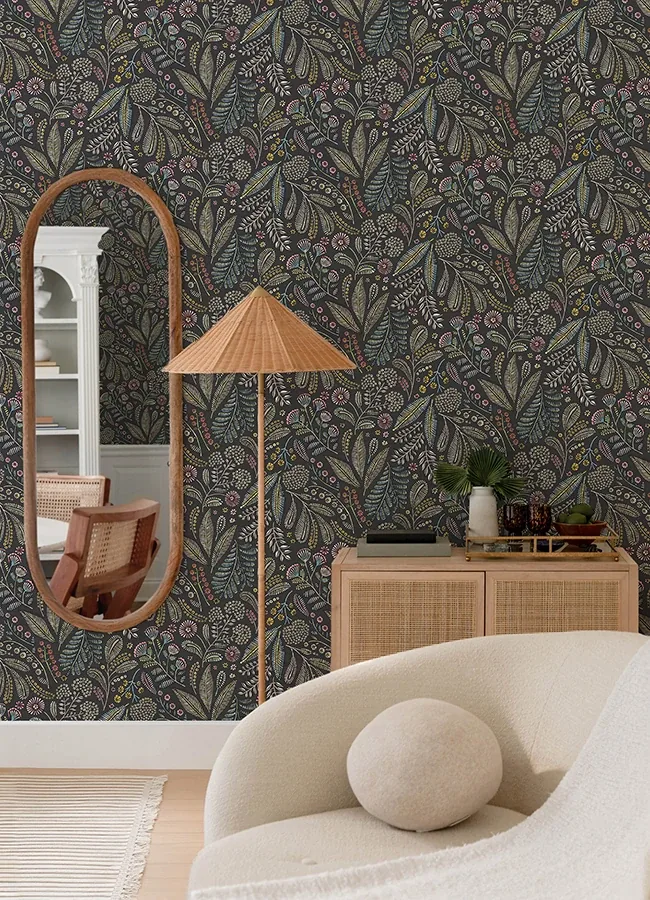A-Street Prints Briar Charcoal Floral Wallpaper - SKU 4135-27294