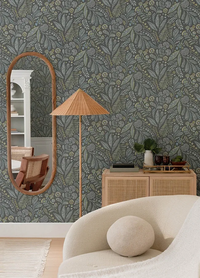 A-Street Prints Briar Grey Floral Wallpaper - SKU 4135-27297