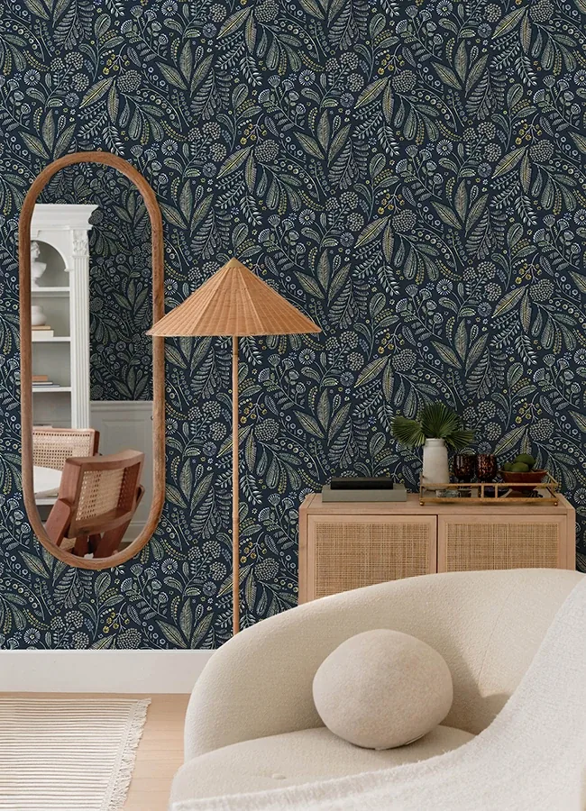 A-Street Prints Briar Navy Floral Wallpaper - SKU 4135-27293
