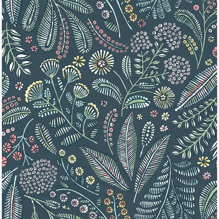 A-Street Prints Briar Teal Floral Wallpaper - SKU 4135-27295