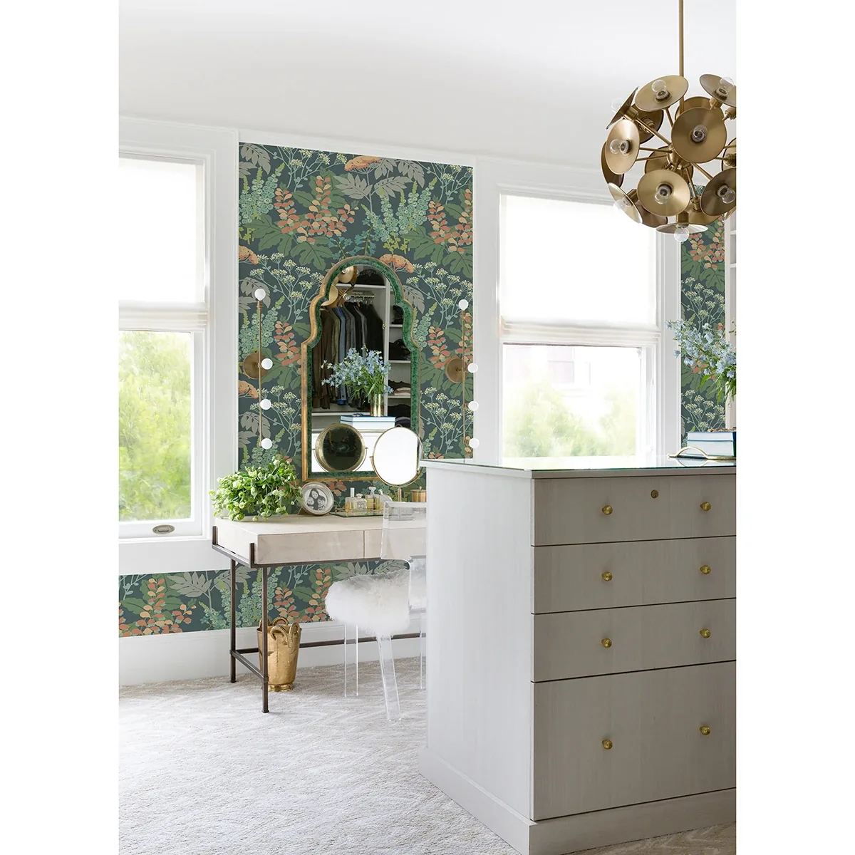 A-Street Prints Brie Teal Forest Flowers Wallpaper - SKU 2973-90008