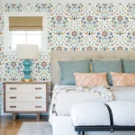 A-Street Prints Britt Multicolor Embroidered Damask Wallpaper - SKU 4066-26512