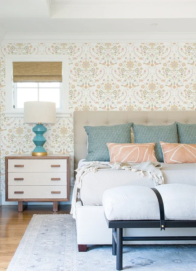 A-Street Prints Britt Peach Embroidered Damask Wallpaper - SKU 4066-26514