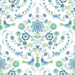 A-Street Prints Britt Sapphire Embroidered Damask Wallpaper - SKU 4066-26511