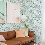 A-Street Prints Britt Sapphire Embroidered Damask Wallpaper - SKU 4066-26511