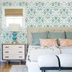 A-Street Prints Britt Sapphire Embroidered Damask Wallpaper - SKU 4066-26511