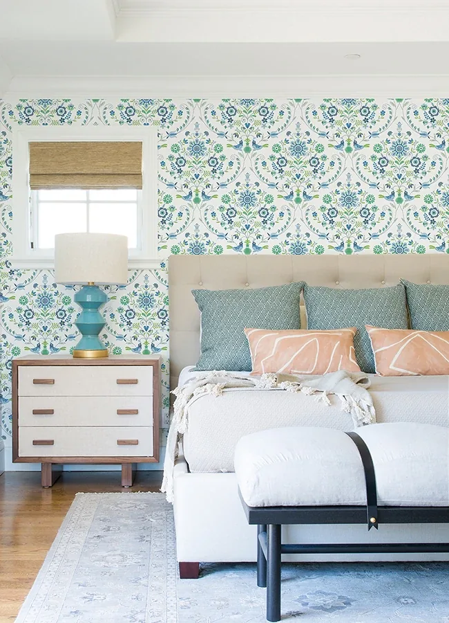 A-Street Prints Britt Sapphire Embroidered Damask Wallpaper - SKU 4066-26511