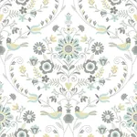 A-Street Prints Britt Sea Green Embroidered Damask Wallpaper - SKU 4066-26510