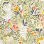 A-Street Prints Brittsommar Beige Green Woodland Floral Wallpaper - SKU 2999-55011
