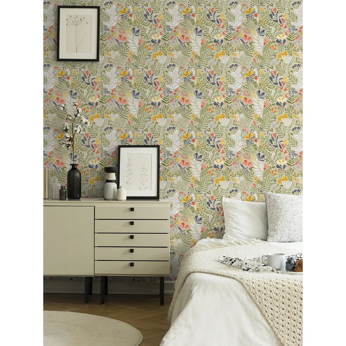 A-Street Prints Brittsommar Beige Green Woodland Floral Wallpaper - SKU 2999-55011