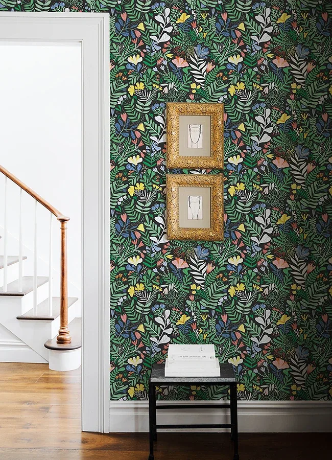A-Street Prints Brittsommar Black Woodland Floral Wallpaper - SKU 4143-22006
