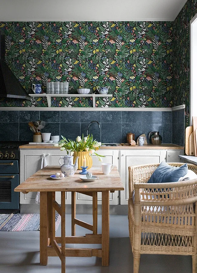 A-Street Prints Brittsommar Black Woodland Floral Wallpaper - SKU 4143-22006