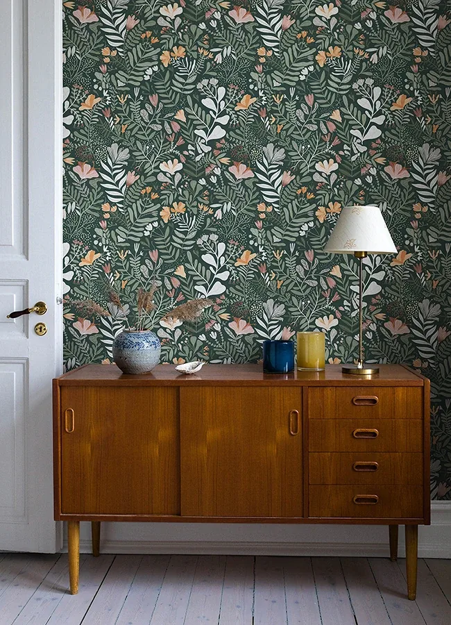 A-Street Prints Brittsommar Evergreen Woodland Floral Wallpaper - SKU 4143-22009