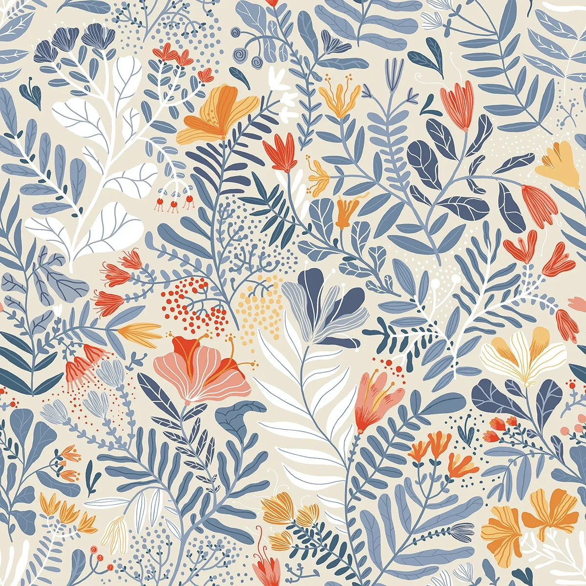 2999-55013 | Brittsommar Light blue Woodland Floral Wallpaper