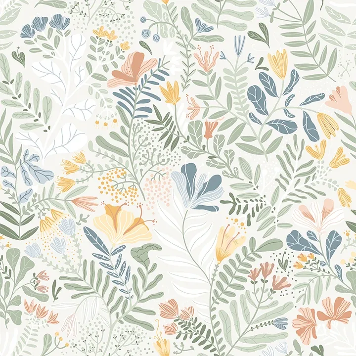 4143-22005 | Brittsommar Seafoam Woodland Floral Wallpaper