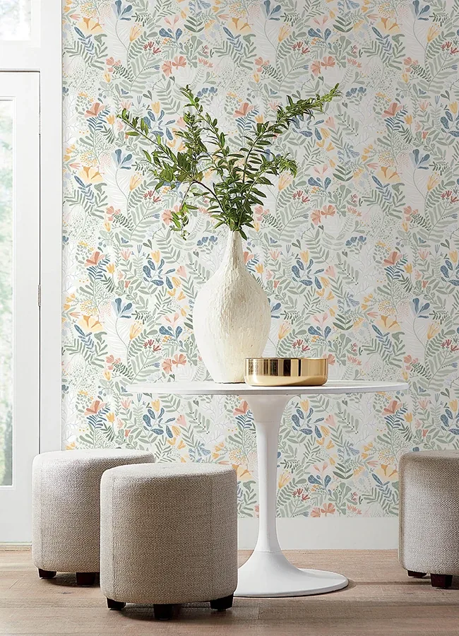 A-Street Prints Brittsommar Seafoam Woodland Floral Wallpaper - SKU 4143-22005