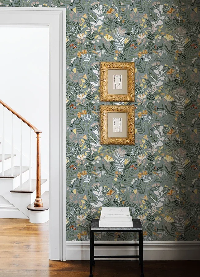 A-Street Prints Brittsommar Slate Woodland Floral Wallpaper - SKU 4143-22008